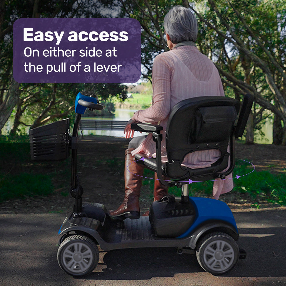 EQUIPMED FreeRoam+ Mid-Sized Lithium Fast Easy Charge Mobility Scooter, Blue V219-HMBMSCEQ3LBA