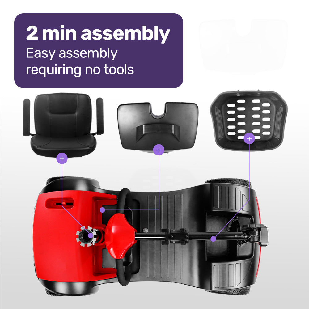 EQUIPMED FreeRoam+ Mid-Sized Lithium Fast Easy Charge Mobility Scooter, Red V219-HMBMSCEQ3LRA