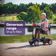 EQUIPMED FreeRoam+ Mid-Sized Lithium Fast Easy Charge Mobility Scooter, Red V219-HMBMSCEQ3LRA