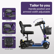 EQUIPMED FreeLite+ Mid-Sized Electric Foldable Mobility Scooter, Lithium Battery, Long Range and Easy V219-HMBMSCEQ4LBB