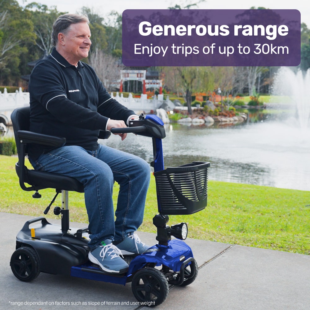 EQUIPMED FreeLite+ Mid-Sized Electric Foldable Mobility Scooter, Lithium Battery, Long Range and Easy V219-HMBMSCEQ4LBB