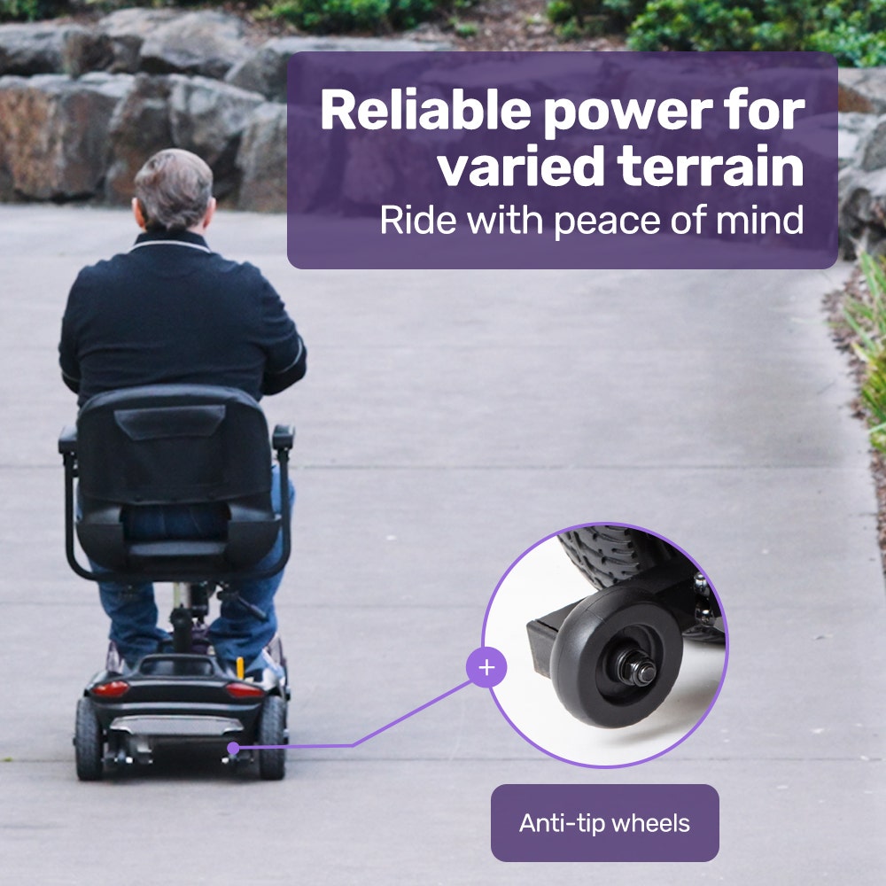 EQUIPMED FreeLite+ Mid-Sized Electric Foldable Mobility Scooter, Lithium Battery, Long Range and Easy V219-HMBMSCEQ4LBB