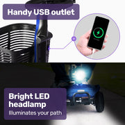 EQUIPMED FreeLite+ Mid-Sized Electric Foldable Mobility Scooter, Lithium Battery, Long Range and Easy V219-HMBMSCEQ4LBB