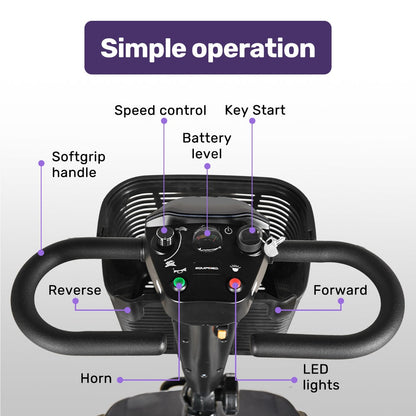 EQUIPMED FreeLite+ Mid-Sized Foldable Electric Mobility Scooter, Lithium Battery, Long Range and Easy V219-HMBMSCEQ4LGA
