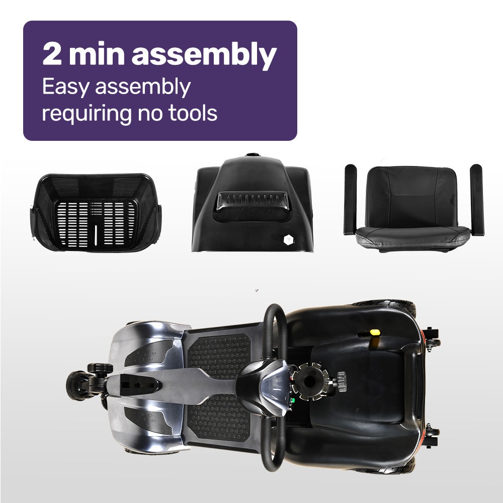 EQUIPMED FreeLite+ Mid-Sized Foldable Electric Mobility Scooter, Lithium Battery, Long Range and Easy V219-HMBMSCEQ4LGA