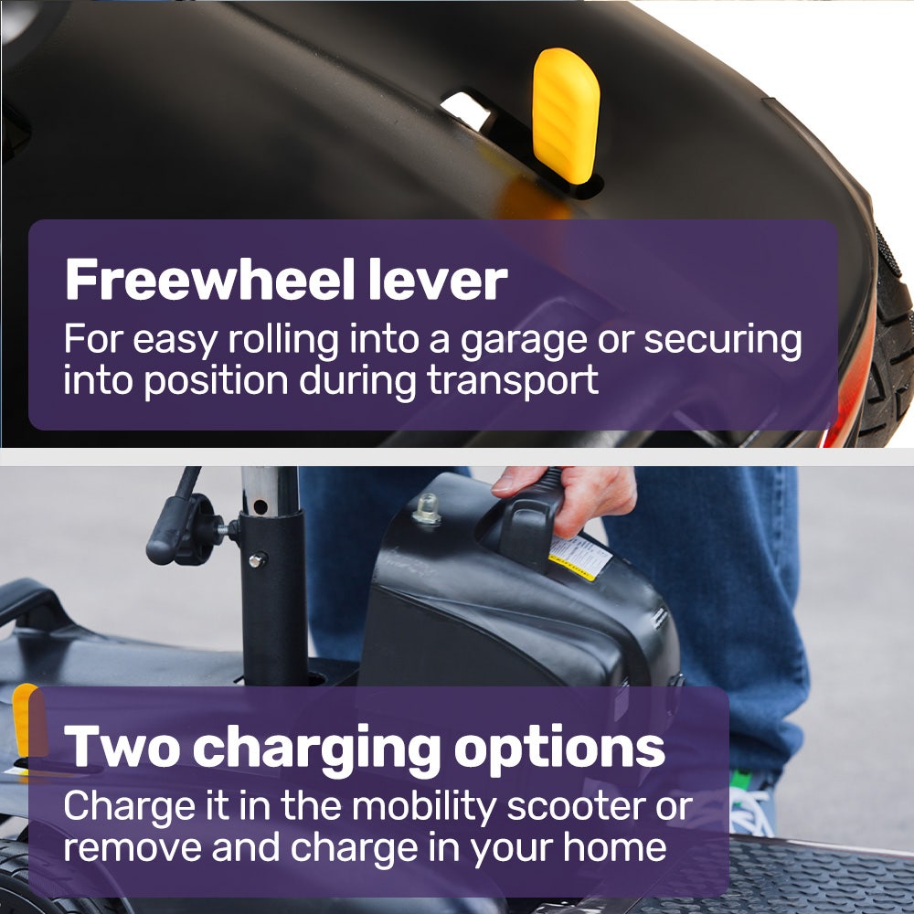 EQUIPMED FreeLite+ Mid-Sized Foldable Electric Mobility Scooter, Lithium Battery, Long Range and Easy V219-HMBMSCEQ4LGA