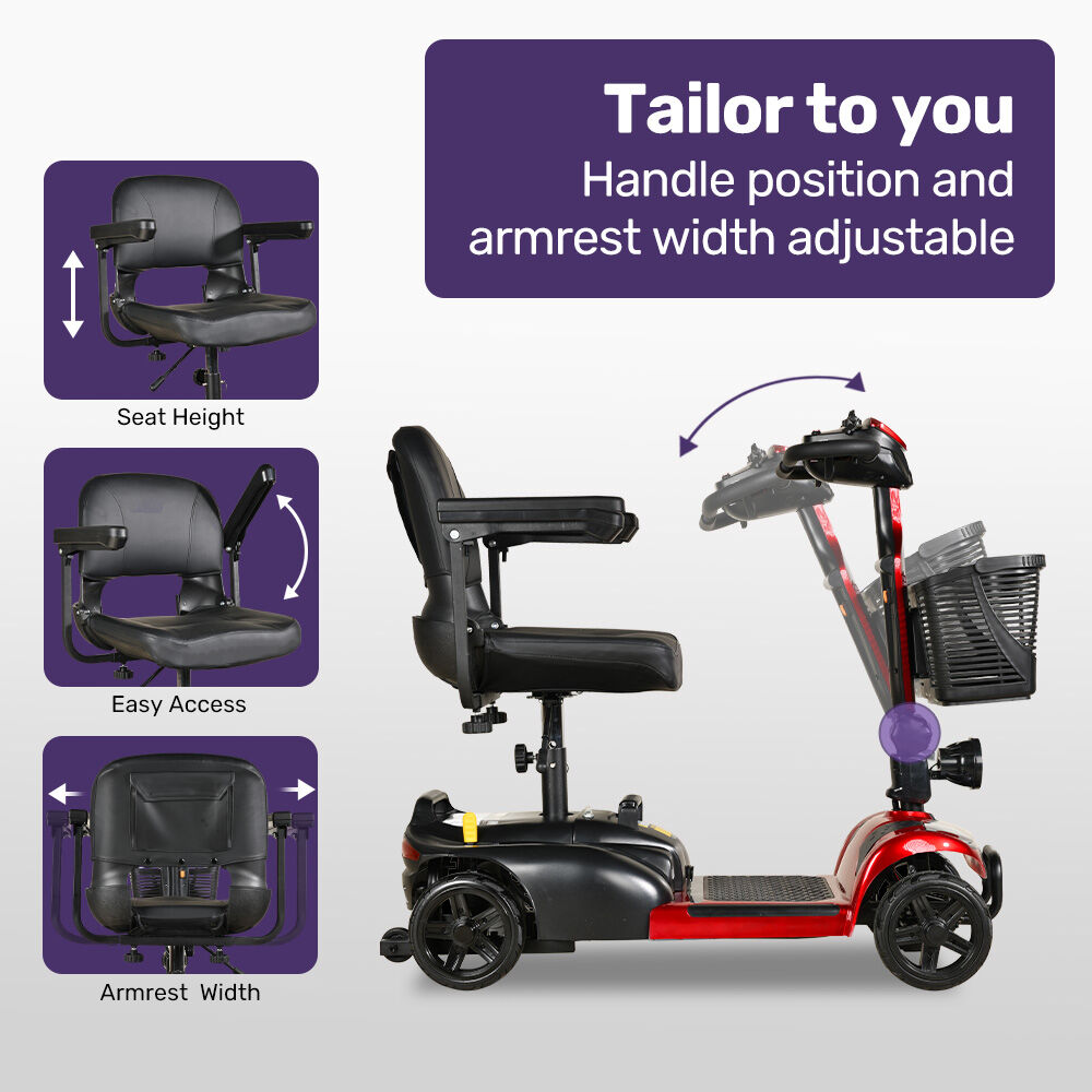 EQUIPMED FreeLite+ Mid-Sized Foldable Electric Mobility Scooter, Lithium Battery, Long Range and Easy V219-HMBMSCEQ4LRA
