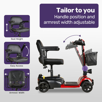 EQUIPMED FreeLite+ Mid-Sized Foldable Electric Mobility Scooter, Lithium Battery, Long Range and Easy V219-HMBMSCEQ4LRA