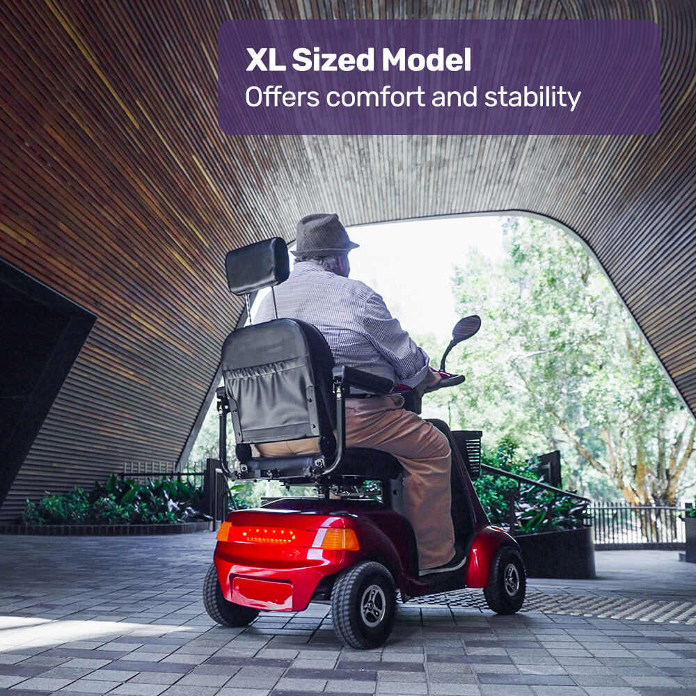 EQUIPMED LeisureCruise Extra Large-Sized, High Power, 182kg Capacity Mobility Scooter - Red V219-HMBMSCEQ7PUA