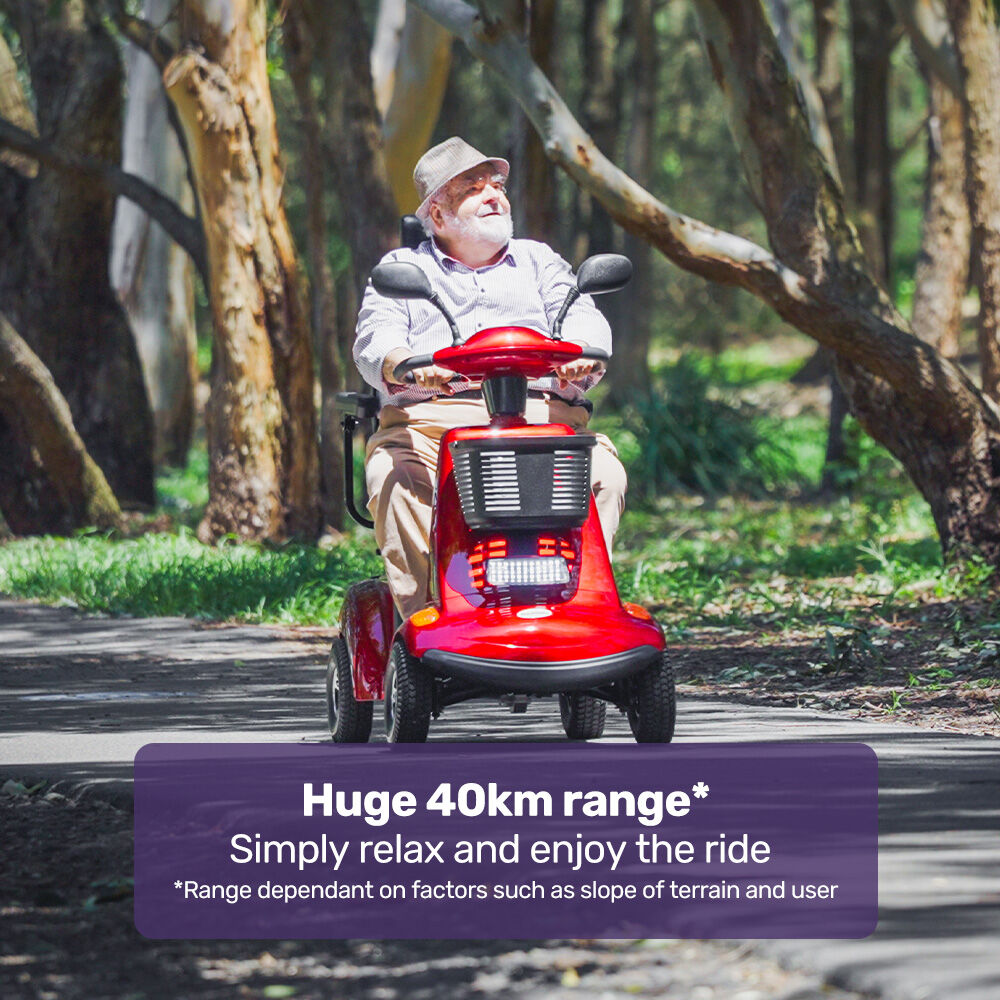 EQUIPMED LeisureCruise Extra Large-Sized, High Power, 182kg Capacity Mobility Scooter - Red V219-HMBMSCEQ7PUA