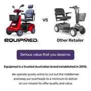 EQUIPMED LeisureCruise Extra Large-Sized, High Power, 182kg Capacity Mobility Scooter - Red V219-HMBMSCEQ7PUA