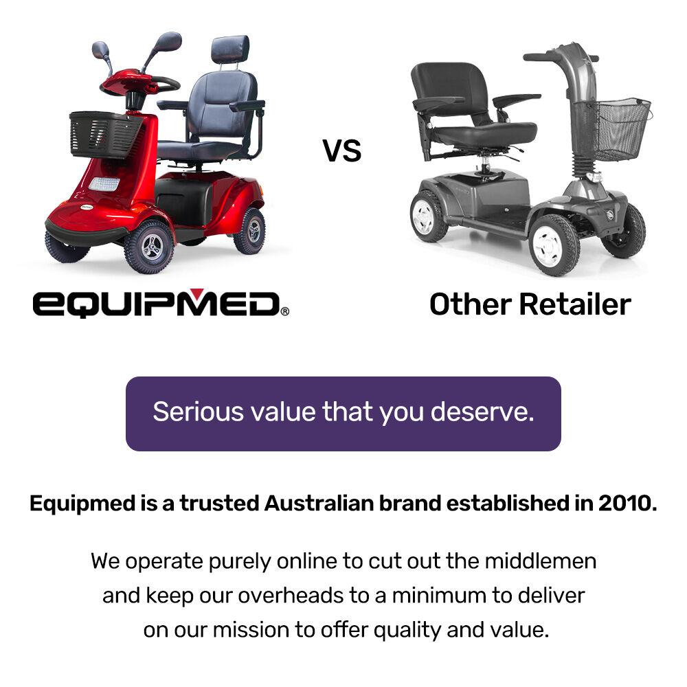 EQUIPMED LeisureCruise Extra Large-Sized, High Power, 182kg Capacity Mobility Scooter - Red V219-HMBMSCEQ7PUA