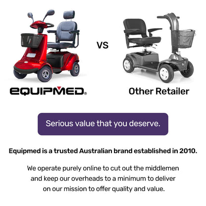 EQUIPMED LeisureCruise Extra Large-Sized, High Power, 182kg Capacity Mobility Scooter - Red V219-HMBMSCEQ7PUA