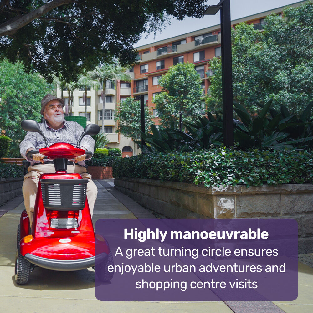 EQUIPMED LeisureCruise Extra Large-Sized, High Power, 182kg Capacity Mobility Scooter - Red V219-HMBMSCEQ7PUA