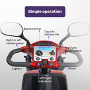 EQUIPMED LeisureCruise Extra Large-Sized, High Power, 182kg Capacity Mobility Scooter - Red V219-HMBMSCEQ7PUA