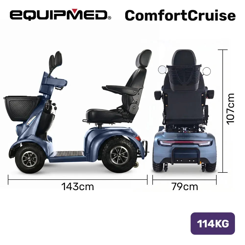 EQUIPMED ComfortCruise Large Mobility Scooter, 15km/h Top Speed, Up to 45km Range, Strong Climbing, 180kg V219-HMBMSCEQ8LBA