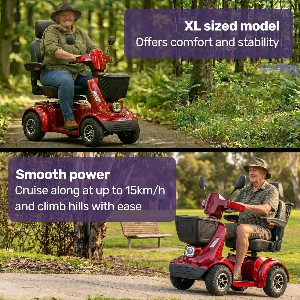 EQUIPMED ComfortCruise Large Mobility Scooter, 15km/h Top Speed, Up to 45km Range, Strong Climbing, 180kg V219-HMBMSCEQ8RDA
