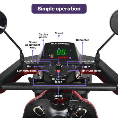 EQUIPMED ComfortCruise Large Mobility Scooter, 15km/h Top Speed, Up to 45km Range, Strong Climbing, 180kg V219-HMBMSCEQ8RDA