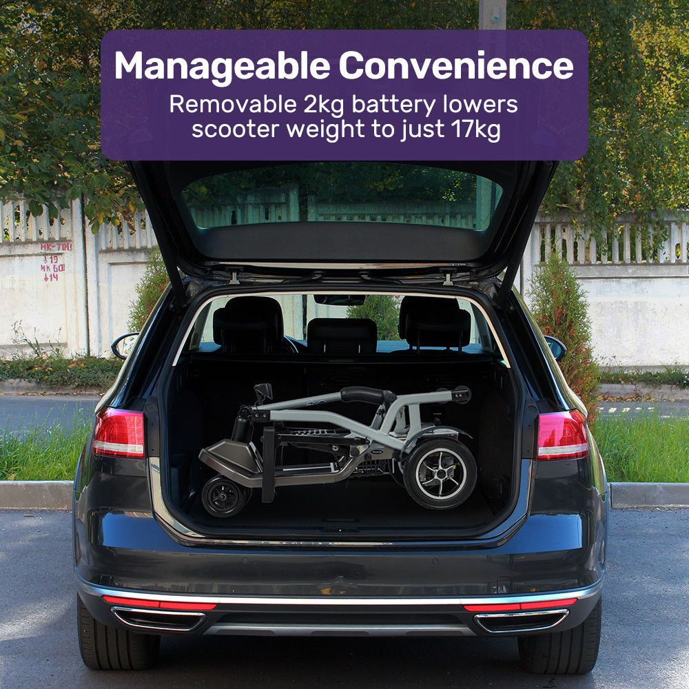 EQUIPMED Ultra-Lightweight Folding Electric Mobility Scooter, 19kg with Battery Removed, 120kg Capacity, Long V219-HMBMSCEQAL1A