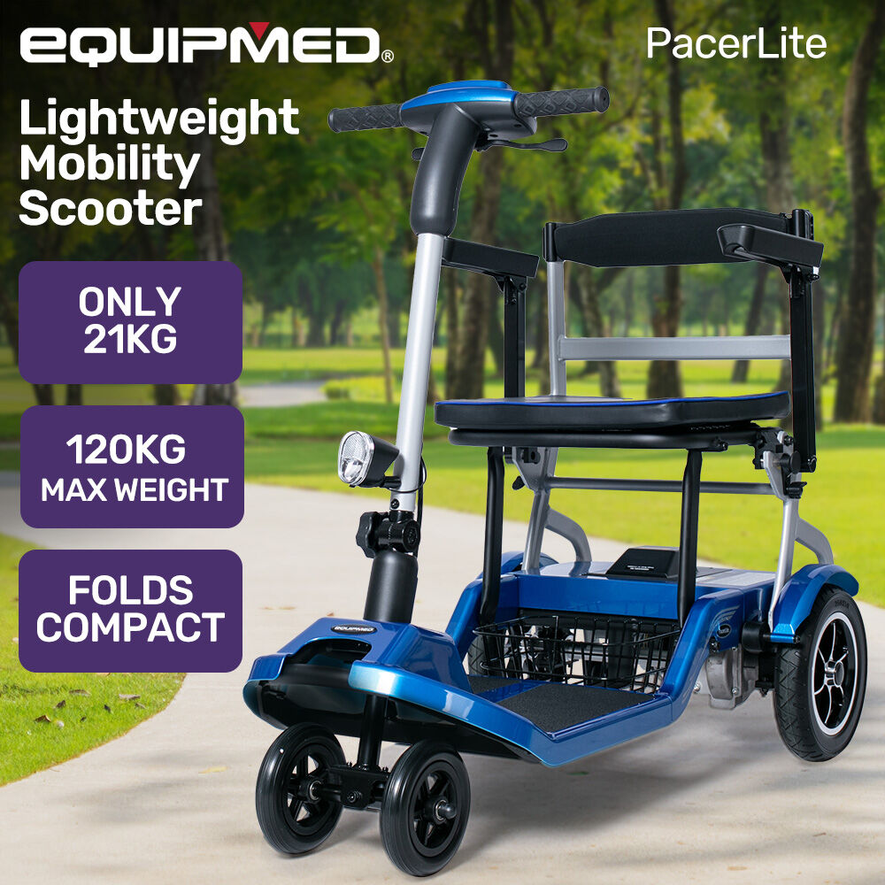 EQUIPMED Ultra-Lightweight Folding Electric Mobility Scooter, 19kg with Battery Removed, 120kg Capacity, Long V219-HMBMSCEQPL1BA