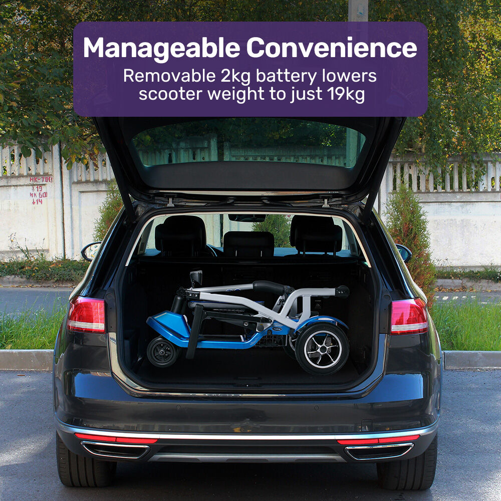 EQUIPMED Ultra-Lightweight Folding Electric Mobility Scooter, 19kg with Battery Removed, 120kg Capacity, Long V219-HMBMSCEQPL1BA