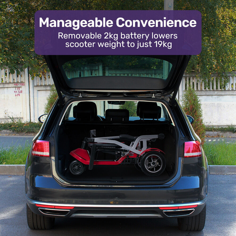 EQUIPMED Ultra-Lightweight Folding Electric Mobility Scooter, 19kg with Battery Removed, 120kg Capacity, Long V219-HMBMSCEQPL1RA