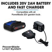 POWERBLADE HH4 20V Cordless Electric Hedge Trimmer Kit, with Lithium Battery and Fast Charger V219-HTMHCSPBHT2A