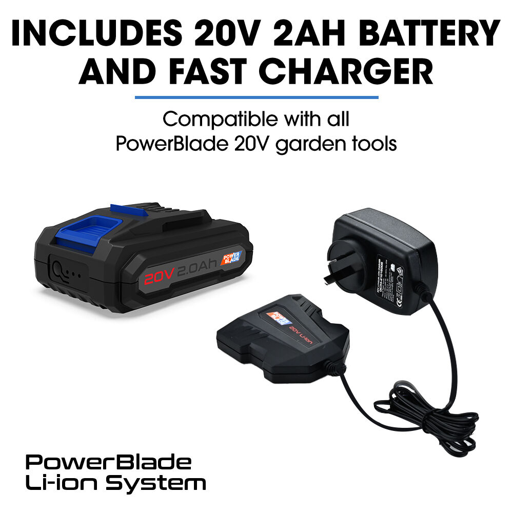 POWERBLADE HH4 20V Cordless Electric Hedge Trimmer Kit, with Lithium Battery and Fast Charger V219-HTMHCSPBHT2A