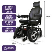 EQUIPMED Front Wheel Drive Power Electric Wheelchair, Up to 35km Range, Ultra-Comfortable, Safe Stable V219-HWCELEEQ14KA