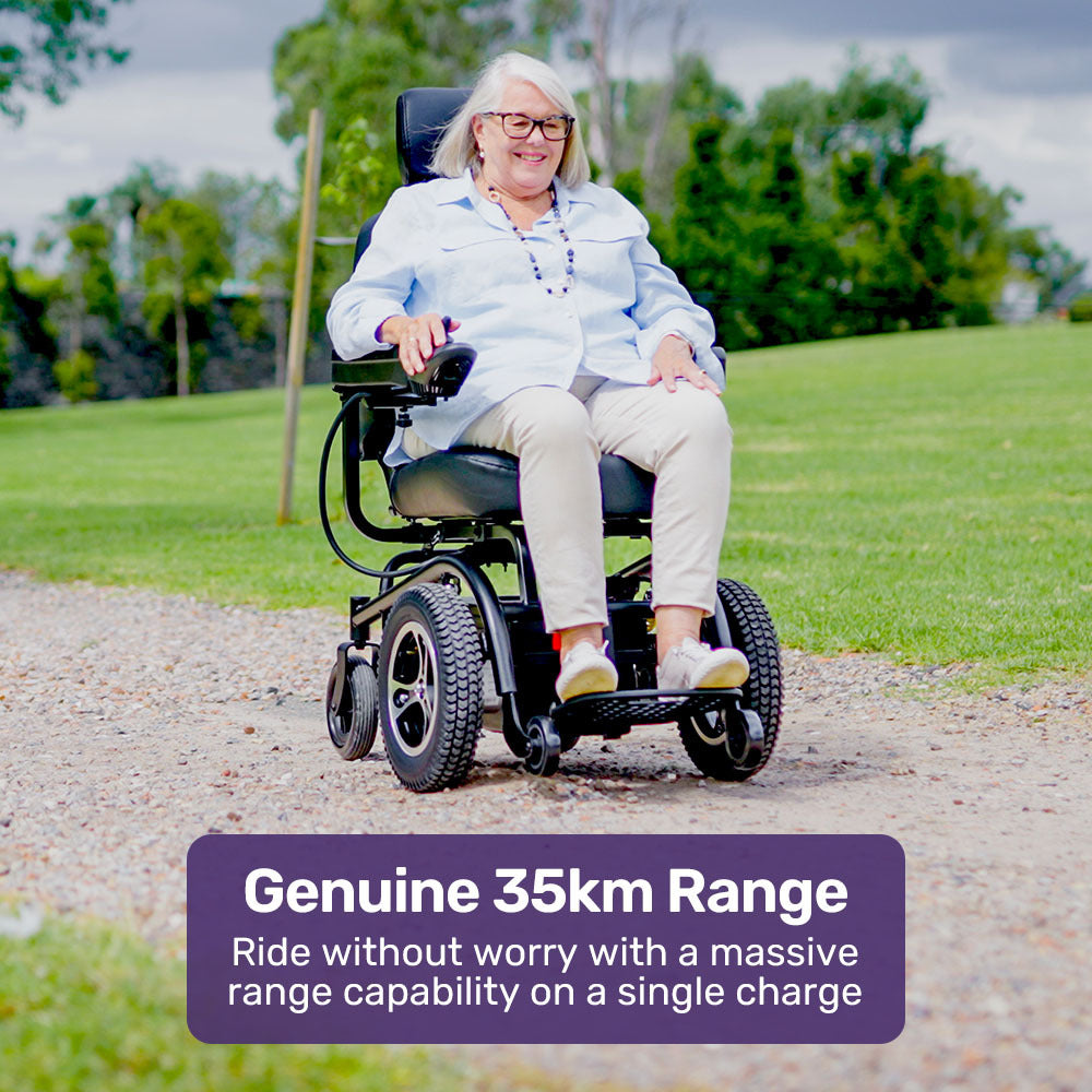 EQUIPMED Front Wheel Drive Power Electric Wheelchair, Up to 35km Range, Ultra-Comfortable, Safe Stable V219-HWCELEEQ14KA