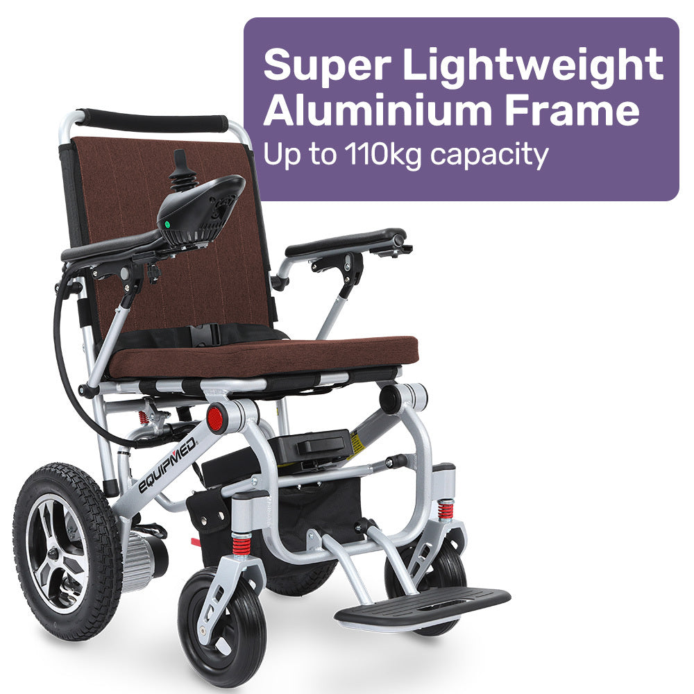 EQUIPMED Ultra-Light Power Wheelchair, Tight Turning, Airline Approved, ARTG Certified, Aluminium Frame, V219-HWCELEEQ15BA
