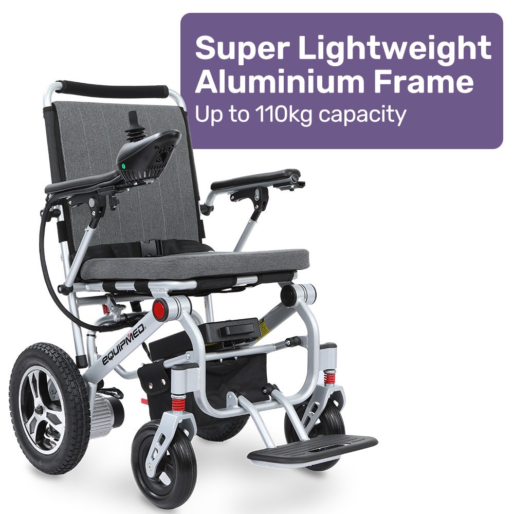 EQUIPMED Ultra-Light Power Wheelchair, Tight Turning, Airline Approved, Folding, ARTG Certified, Aluminium V219-HWCELEEQ15SA