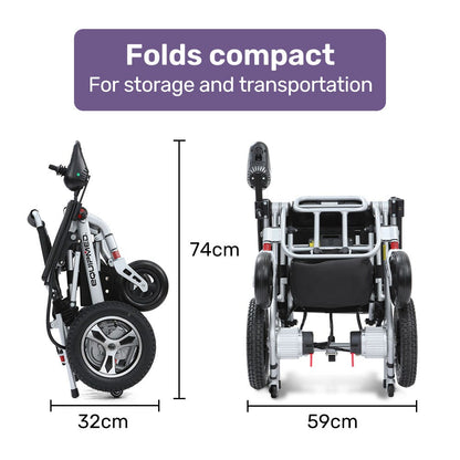 EQUIPMED Ultra-Light Power Wheelchair, Tight Turning, Airline Approved, Folding, ARTG Certified, Aluminium V219-HWCELEEQ15SA