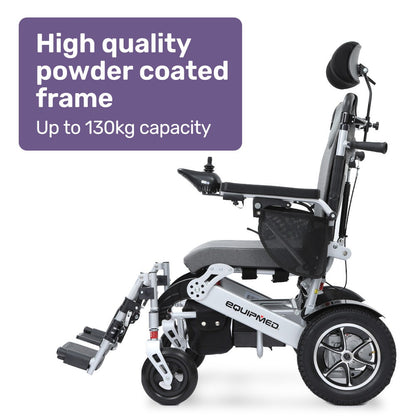 EQUIPMED Power Electric Wheelchair, Folding, Airline Approved, ARTG Certified, Recline Adjustment, Headrest, V219-HWCELEEQ16SA