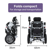 EQUIPMED Power Electric Wheelchair, Folding, Airline Approved, ARTG Certified, Recline Adjustment, Headrest, V219-HWCELEEQ16SA