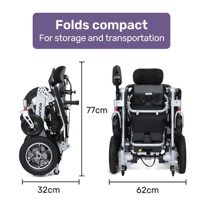 EQUIPMED Power Electric Wheelchair, Folding, Airline Approved, ARTG Certified, Recline Adjustment, Headrest, V219-HWCELEEQ16SA