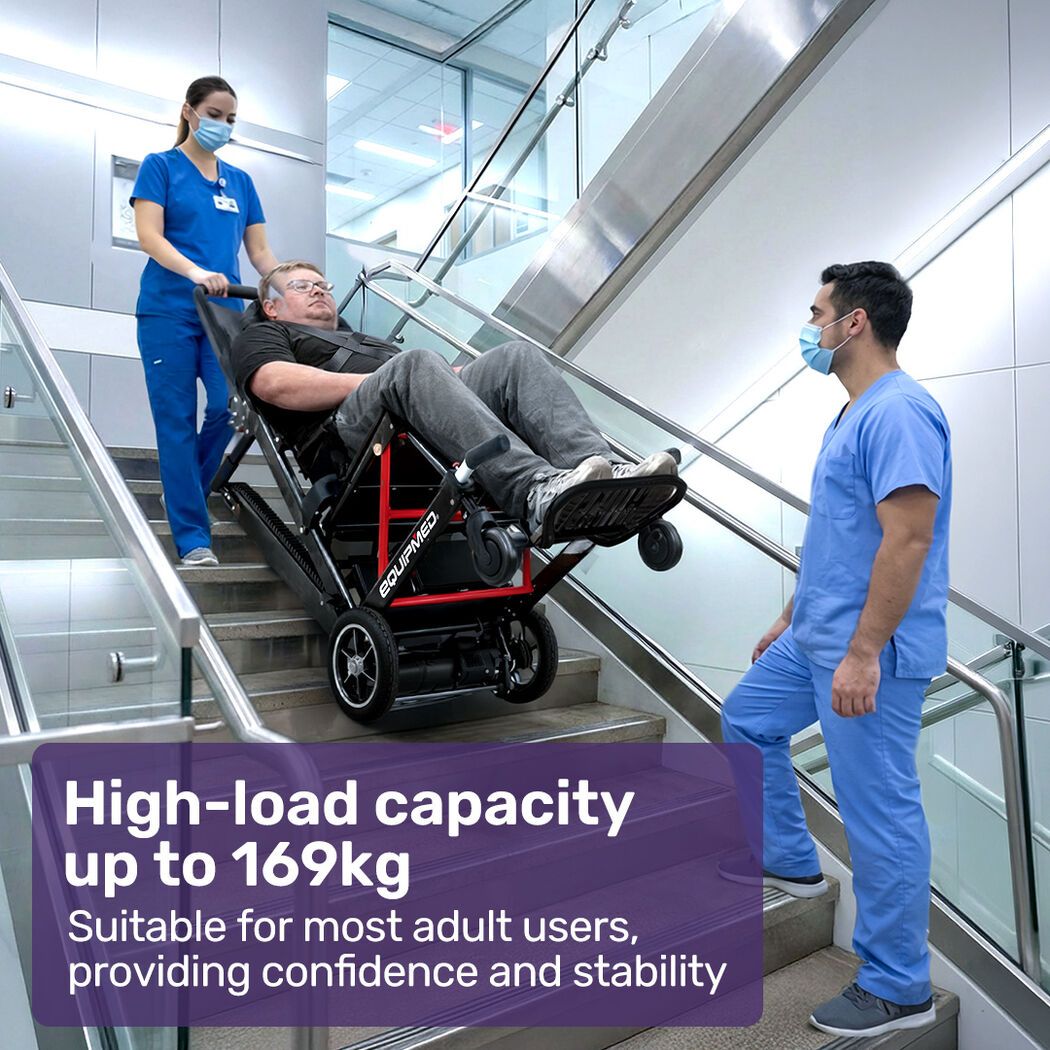 EQUIPMED Electric Stair Climbing Wheelchair, 169kg Load Capacity, 46 Steps/min, Aluminium Alloy, Foldable V219-HWCSCWEQ5BKA