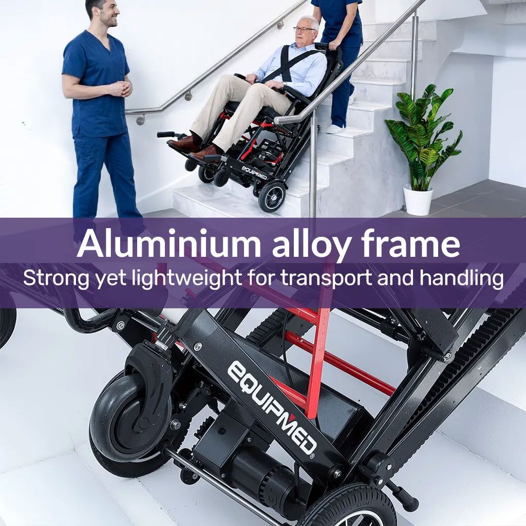 EQUIPMED Electric Stair Climbing Wheelchair, 169kg Load Capacity, 46 Steps/min, Aluminium Alloy, Foldable V219-HWCSCWEQ5BKA