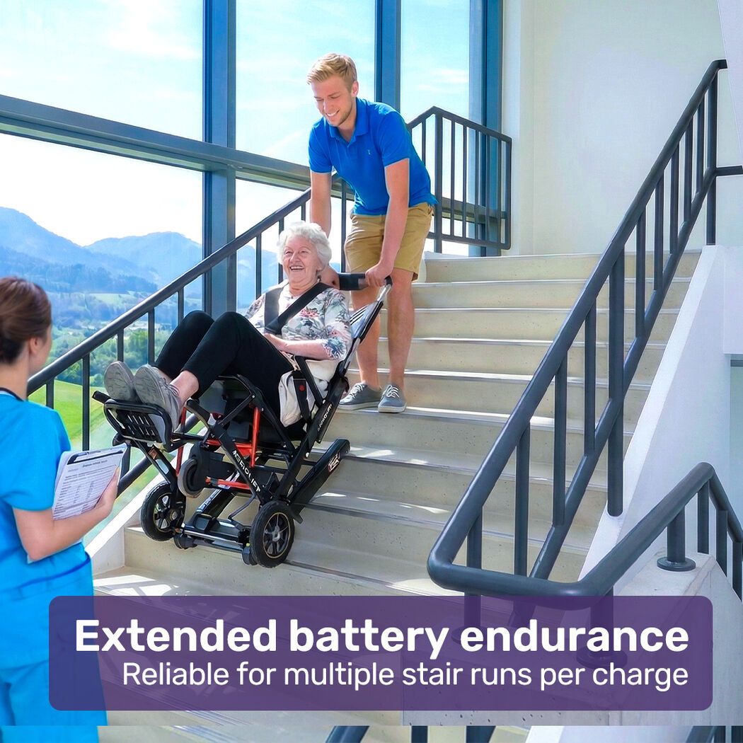 EQUIPMED Electric Stair Climbing Wheelchair, 169kg Load Capacity, 46 Steps/min, Aluminium Alloy, Foldable V219-HWCSCWEQ5BKA