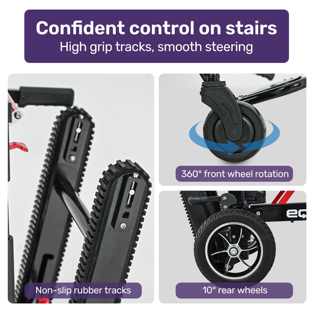 EQUIPMED Electric Stair Climbing Wheelchair, 169kg Load Capacity, 46 Steps/min, Aluminium Alloy, Foldable V219-HWCSCWEQ5BKA