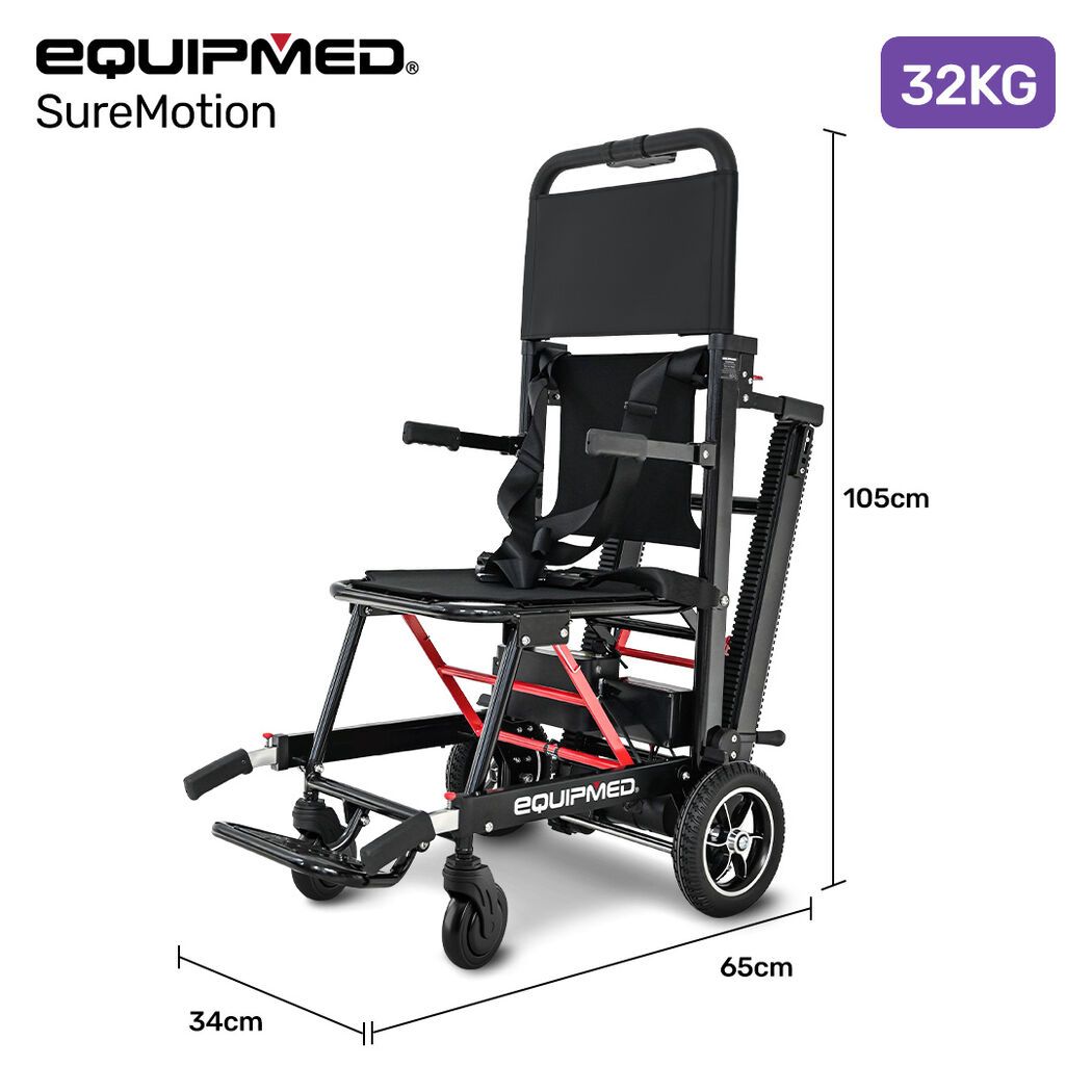 EQUIPMED Electric Stair Climbing Wheelchair, 169kg Load Capacity, 46 Steps/min, Aluminium Alloy, Foldable V219-HWCSCWEQ5BKA
