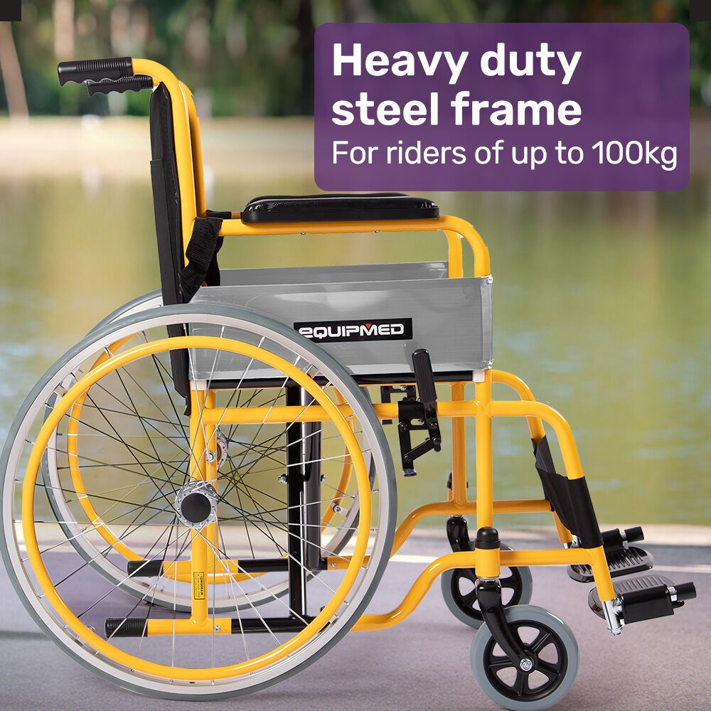 EQUIPMED Kids Paediatric Wheelchair, 100kg Rated, 110-140cm Rider Height, Quick Folding, Adjustable V219-HWCSTNEQK4PA