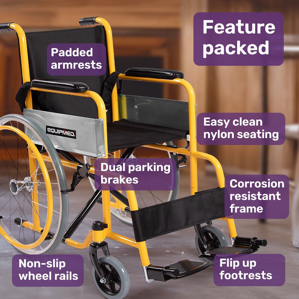EQUIPMED Kids Paediatric Wheelchair, 100kg Rated, 110-140cm Rider Height, Quick Folding, Adjustable V219-HWCSTNEQK4PA