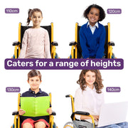 EQUIPMED Kids Paediatric Wheelchair, 100kg Rated, 110-140cm Rider Height, Quick Folding, Adjustable V219-HWCSTNEQK4PA