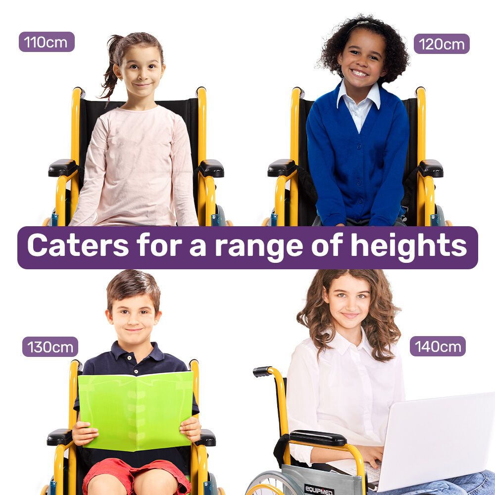 EQUIPMED Kids Paediatric Wheelchair, 100kg Rated, 110-140cm Rider Height, Quick Folding, Adjustable V219-HWCSTNEQK4PA