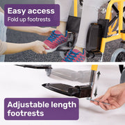 EQUIPMED Kids Paediatric Wheelchair, 100kg Rated, 110-140cm Rider Height, Quick Folding, Adjustable V219-HWCSTNEQK4PA