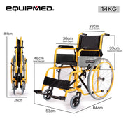 EQUIPMED Kids Paediatric Wheelchair, 100kg Rated, 110-140cm Rider Height, Quick Folding, Adjustable V219-HWCSTNEQK4PA