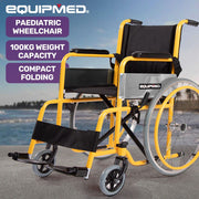 EQUIPMED Kids Paediatric Wheelchair, 100kg Rated, 110-140cm Rider Height, Quick Folding, Adjustable V219-HWCSTNEQK4PA