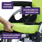 EQUIPMED Kids Premium Paediatric Wheelchair, Lightweight Aluminium, 22" Wheels, 75kg Rated, Green V219-HWCSTNEQK5GA