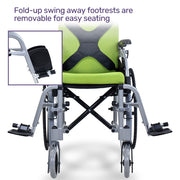 EQUIPMED Kids Premium Paediatric Wheelchair, Lightweight Aluminium, 22" Wheels, 75kg Rated, Green V219-HWCSTNEQK5GA